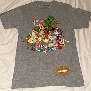 Nicktoons Nickelodeon Graphic T-Shirt Giant 90s Style Character Grey Size Small